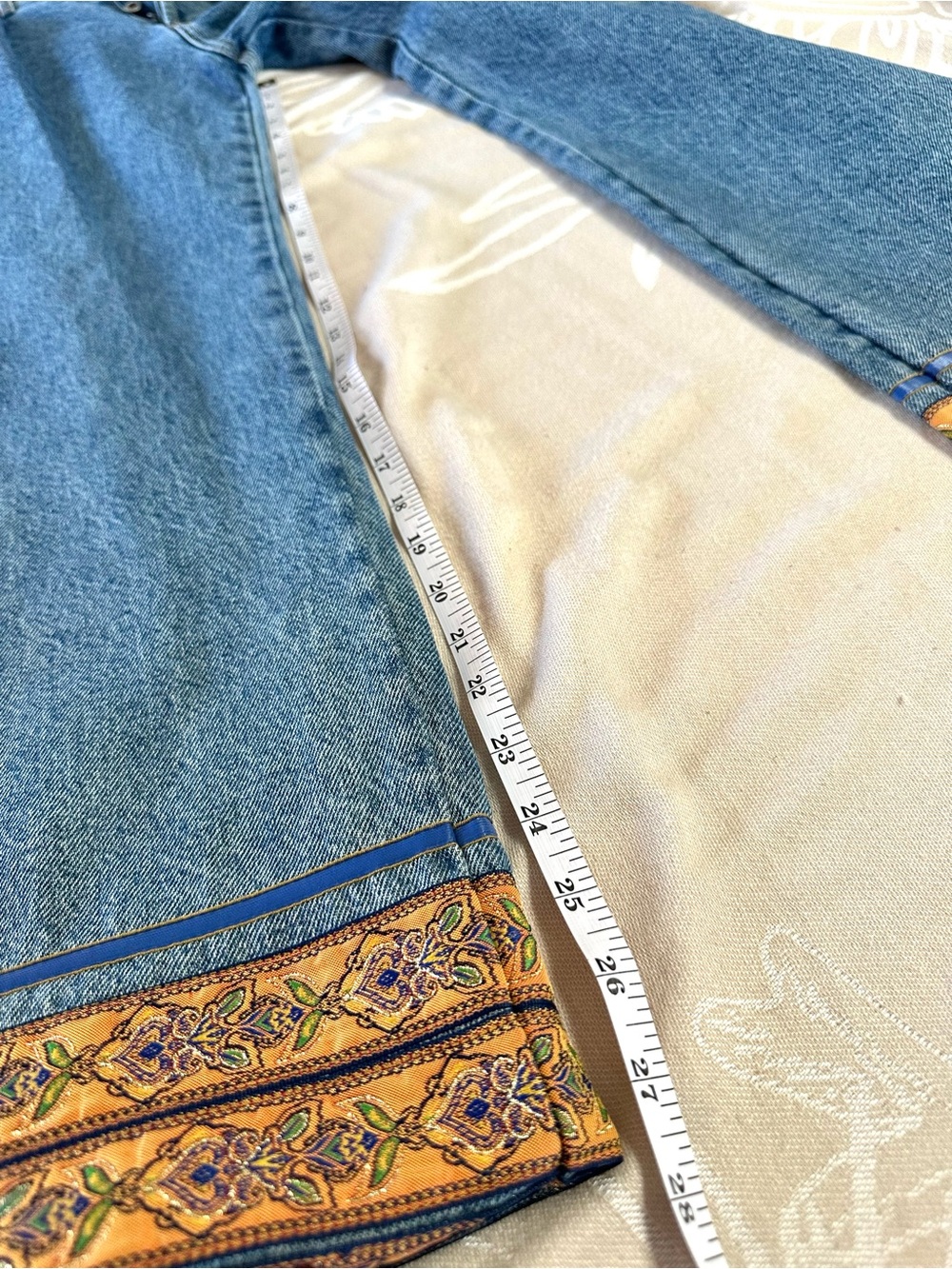 Vintage Team Tactics USA NWT High Rise Button Fly Jeans Boho Trim Size 10 - Picture 6 of 9